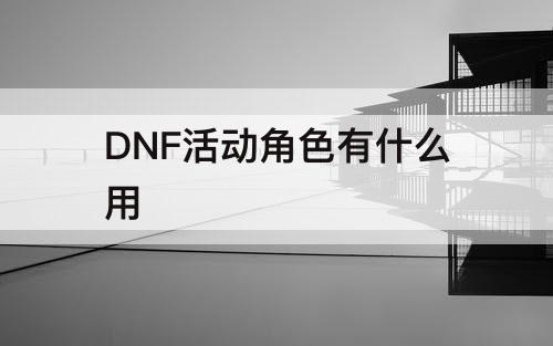 DNF活动角色有什么用