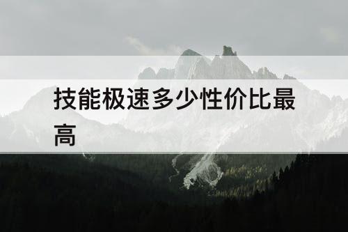 技能极速多少性价比最高