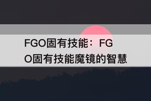 FGO固有技能：FGO固有技能魔镜的智慧