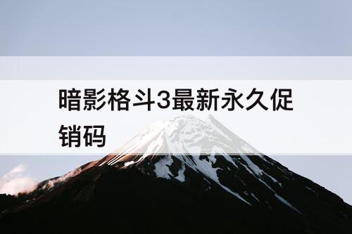 暗影格斗3最新永久促销码