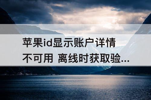 苹果id显示账户详情不可用 离线时获取验证码