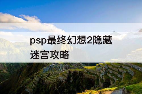 psp最终幻想2隐藏迷宫攻略