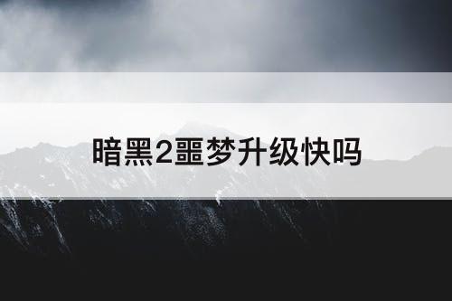 暗黑2噩梦升级快吗