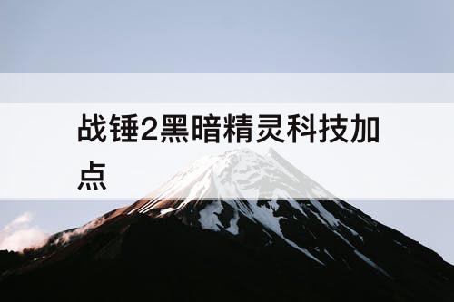 战锤2黑暗精灵科技加点