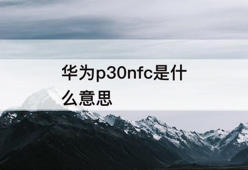 华为p30nfc是什么意思