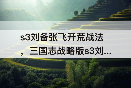 s3刘备张飞开荒战法，三国志战略版s3刘备张飞开荒战法推荐