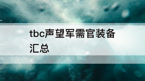 tbc声望军需官装备汇总