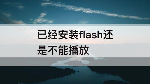 已经安装flash还是不能播放