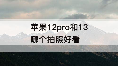 苹果12pro和13哪个拍照好看