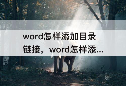 word怎样添加目录链接，word怎样添加目录链接页码