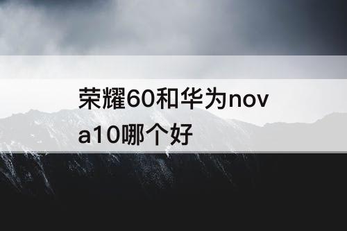 荣耀60和华为nova10哪个好