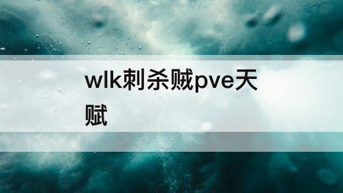 wlk刺杀贼pve天赋