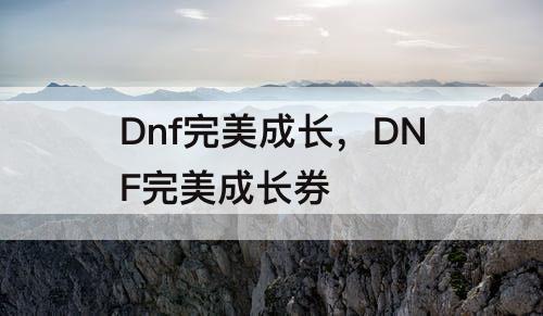 Dnf完美成长，DNF完美成长券