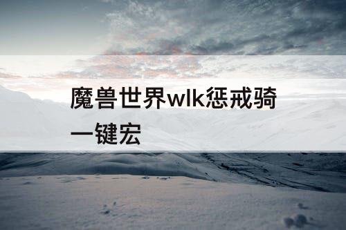 魔兽世界wlk惩戒骑一键宏