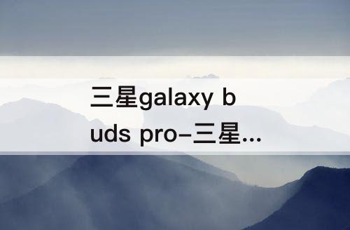 三星galaxy buds pro-三星galaxy buds pro使用说明