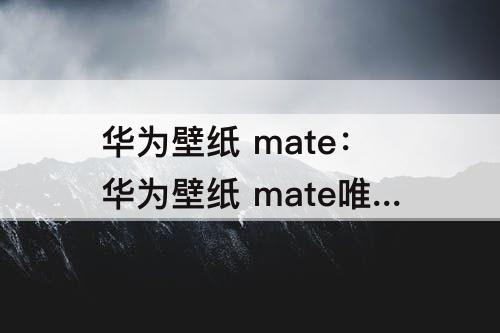 华为壁纸 mate：华为壁纸 mate唯美