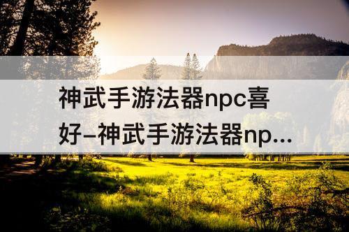 神武手游法器npc喜好-神武手游法器npc喜好攻略