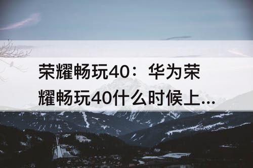 荣耀畅玩40：华为荣耀畅玩40什么时候上市的