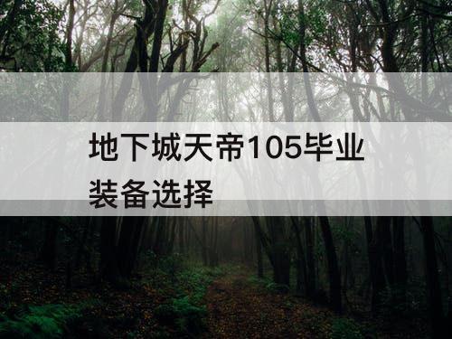 地下城天帝105毕业装备选择