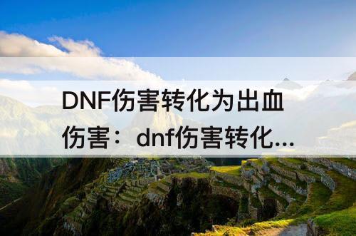 DNF伤害转化为出血伤害：dnf伤害转化为出血伤害怎么算