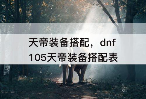 天帝装备搭配，dnf105天帝装备搭配表