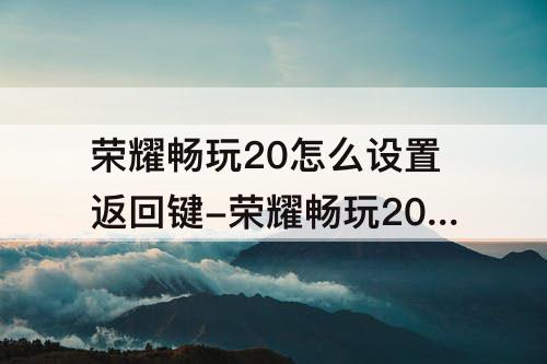 荣耀畅玩20怎么设置返回键-荣耀畅玩20怎么设置返回键怎么导入联系人