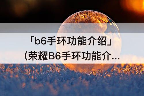 「b6手环功能介绍」(荣耀B6手环功能介绍)