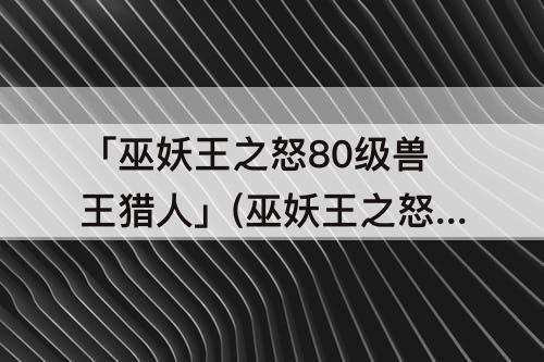 「巫妖王之怒80级兽王猎人」(巫妖王之怒80级兽王猎人属性)