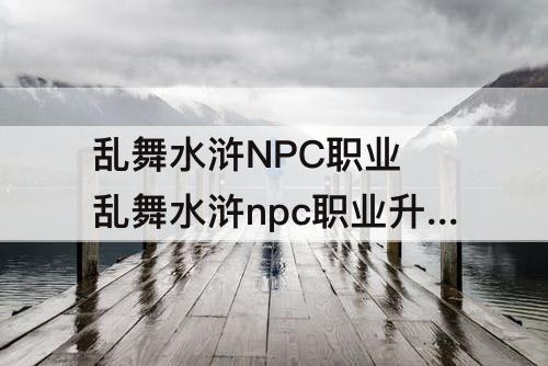 乱舞水浒NPC职业 乱舞水浒npc职业升级