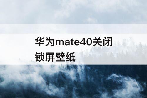 华为mate40关闭锁屏壁纸