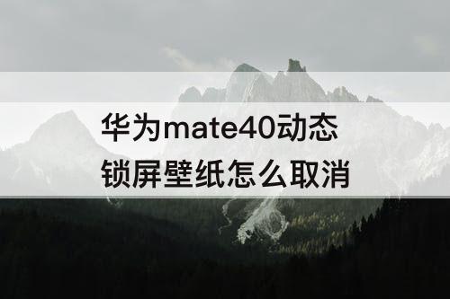 华为mate40动态锁屏壁纸怎么取消