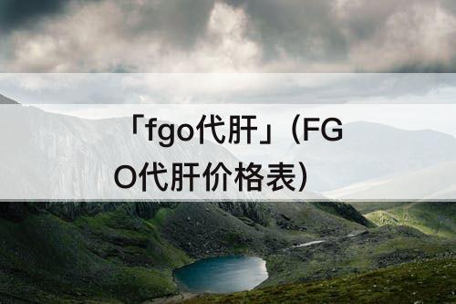 「fgo代肝」(FGO代肝价格表)