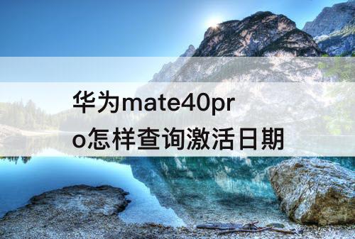 华为mate40pro怎样查询激活日期