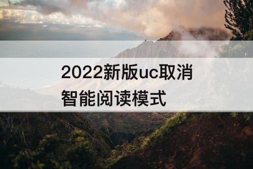 2022新版uc取消智能阅读模式