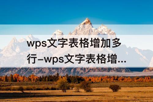 wps文字表格增加多行-wps文字表格增加多行怎么操作