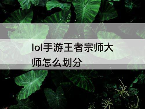 lol手游王者宗师大师怎么划分