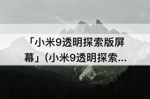 「小米9透明探索版屏幕」(小米9透明探索版屏幕刷新率)