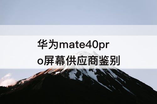 华为mate40pro屏幕供应商鉴别