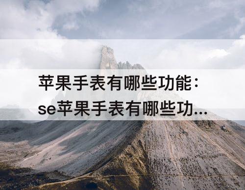 苹果手表有哪些功能：se苹果手表有哪些功能