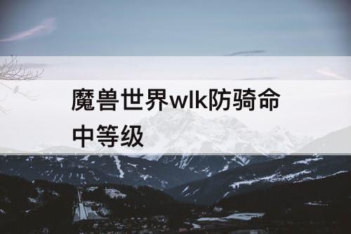 魔兽世界wlk防骑命中等级