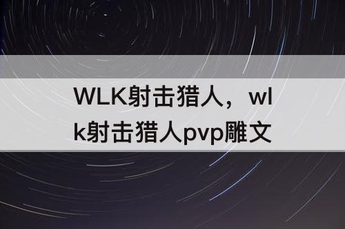 WLK射击猎人，wlk射击猎人pvp雕文