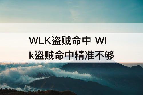 WLK盗贼命中 Wlk盗贼命中精准不够