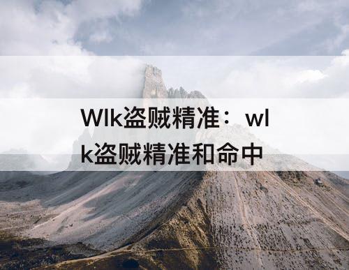 Wlk盗贼精准：wlk盗贼精准和命中