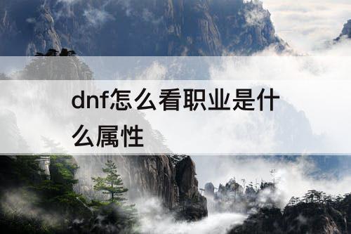 dnf怎么看职业是什么属性