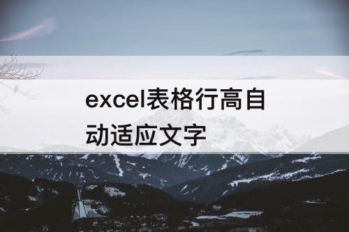 excel表格行高自动适应文字