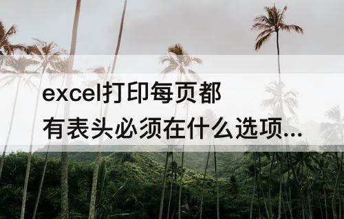 excel打印每页都有表头必须在什么选项卡设置打印标题