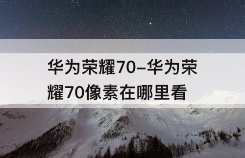 华为荣耀70-华为荣耀70像素在哪里看