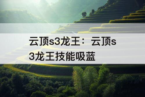 云顶s3龙王：云顶s3龙王技能吸蓝