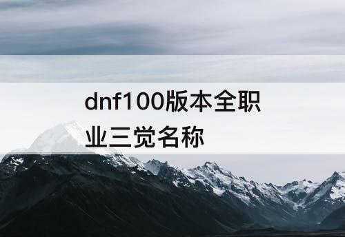 dnf100版本全职业三觉名称