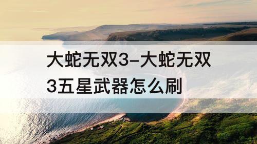 大蛇无双3-大蛇无双3五星武器怎么刷